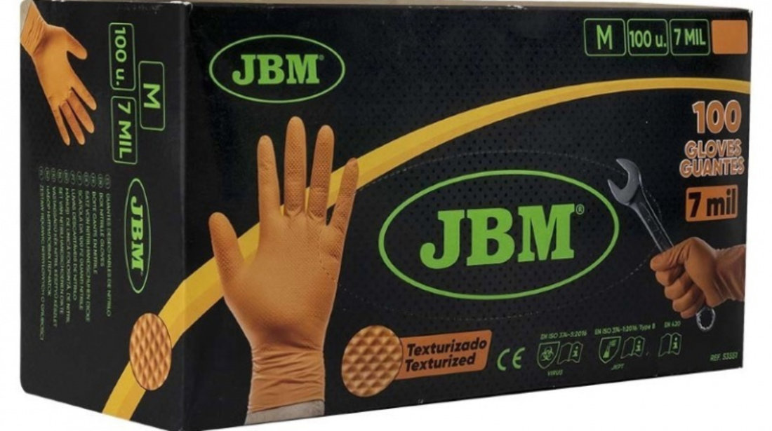 JBM-53551 Manusi din nitril orange, 100 bucati, marime M