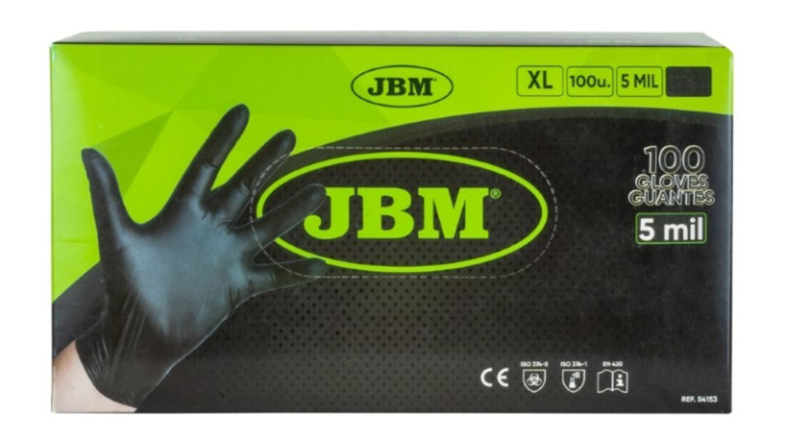 JBM-54153 Manusi din nitril negre, 100 bucati, marime XL