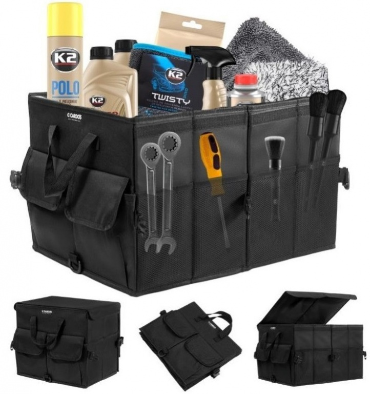 K2 Cardos Geanta Organizator Auto Pliabila Produse Detailing Pentru Portbagaj Negru XXL 64L AW110