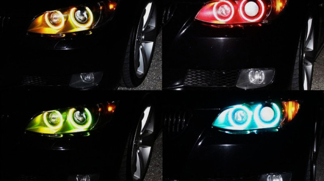 Kit angel eyes SMD Samsung BMW E46/E86/E87/E90/E91/E92/E60/X3, RGB 16 culori cu telecomanda