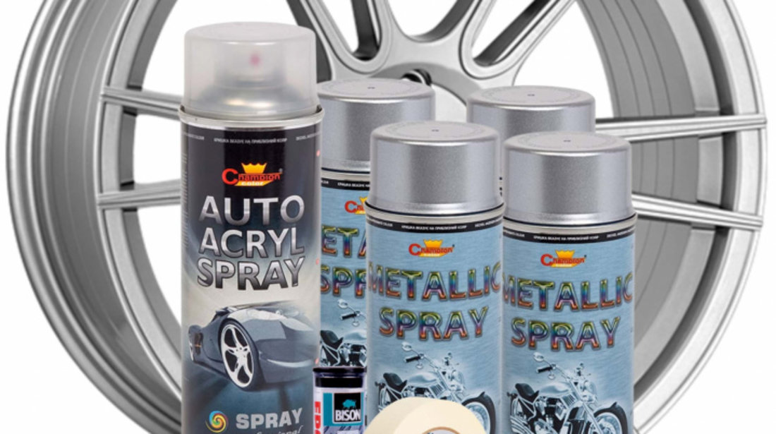 Kit complet reparatie si vopsire jante culoare Argintiu Metalizat, V4 AVX-KVJ-AGV4