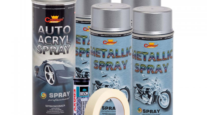 Kit complet reparatie si vopsire jante culoare Argintiu Metalizat, V4 AVX-KVJ-AGV4