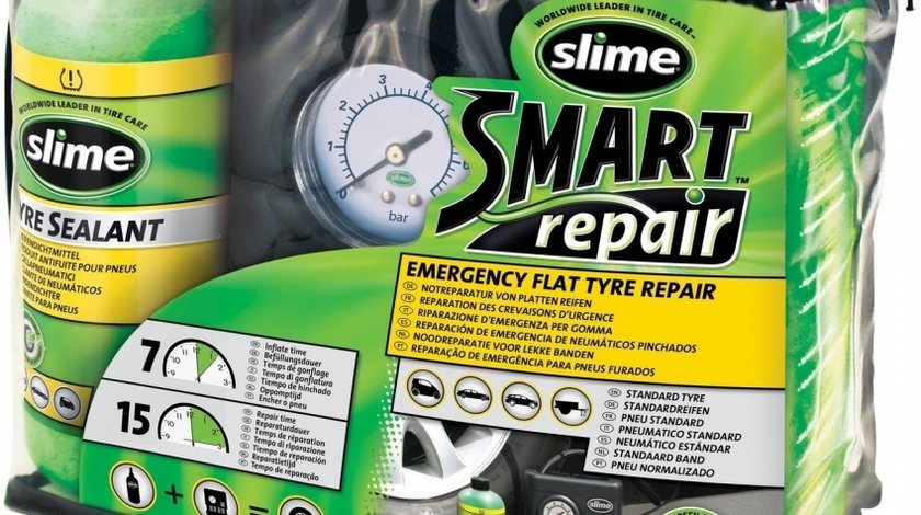 Kit compresor pana cu solutie reparatie SLIME 473ml AutoCars