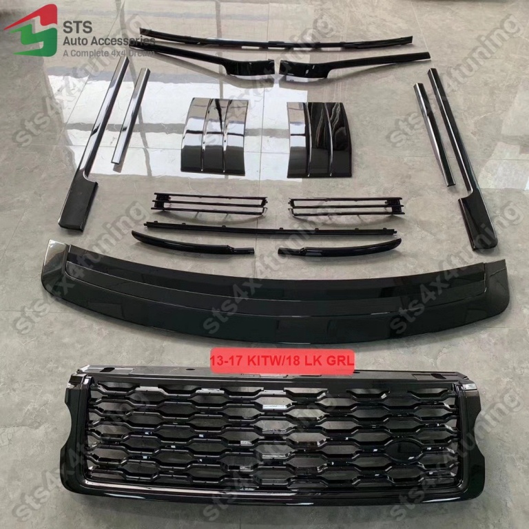 KIT EXTERIOR BLACK EDITION CU GRILA FATA 2018 LOOK RANGE ROVER VOGUE L405 2013-2017 [16-BUC]