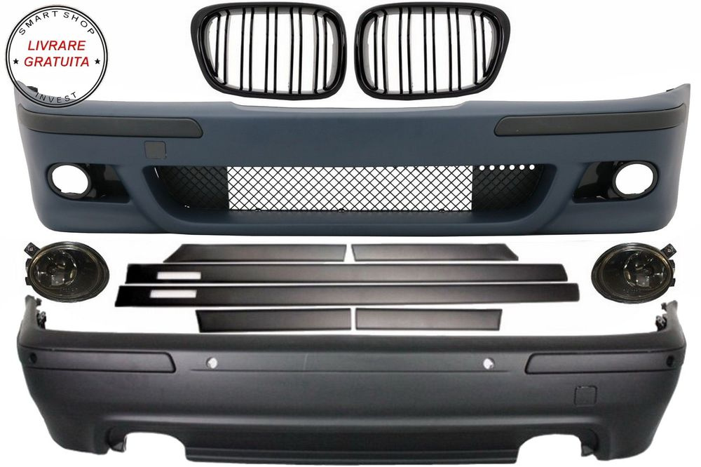 Kit Exterior BMW Seria 5 E39 (1997-2003) Cu Proiectoare Fumurii si Grile Negru Luc- livrare gratuita