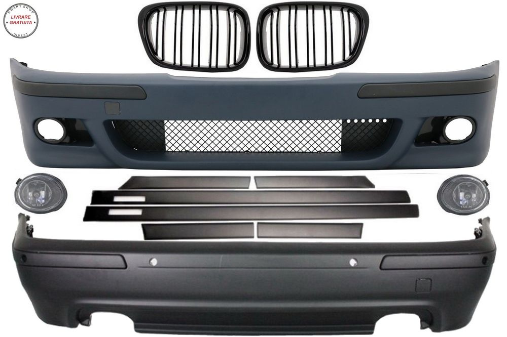 Kit Exterior BMW Seria 5 E39 (1997-2003) Cu Proiectoare Crom si Grile Negru Lucioa- livrare gratuita