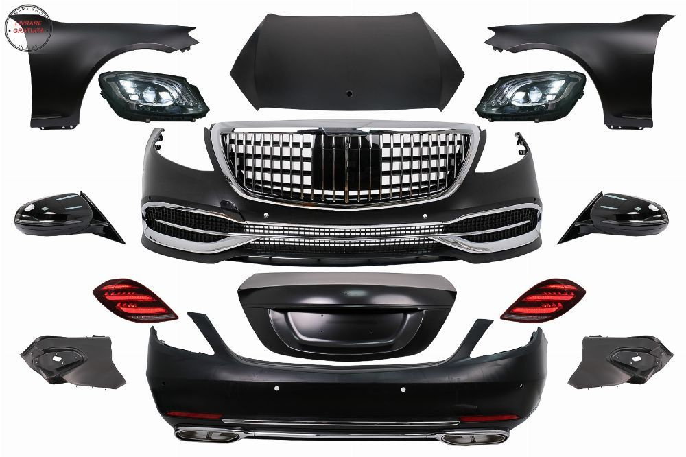 Kit Exterior Complet Mercedes S-Class W221 (2005-2013) Conversie Completa la W222 - livrare gratuita