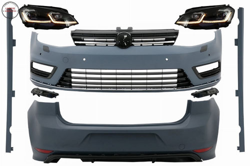 Kit Exterior Complet VW Golf VII 7 (2012-2017) cu Faruri LED Semnal Dinamic R-line- livrare gratuita