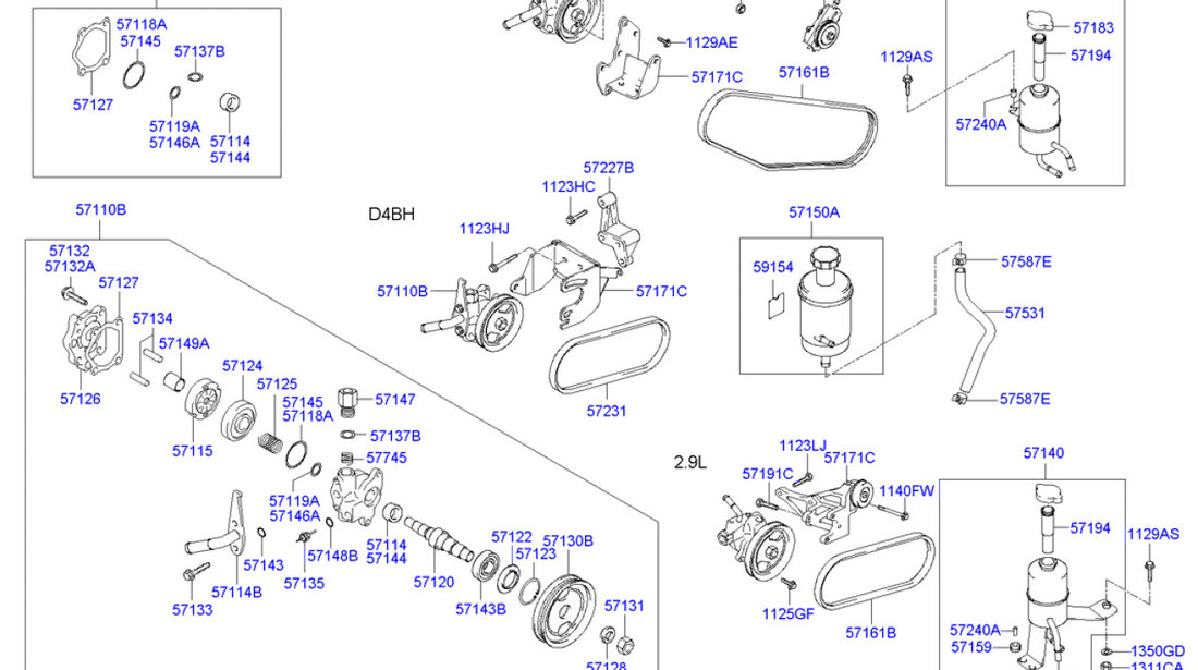 Kit garnituri pompa servodirectie Hyundai Terracan HYUNDAY OE 57150-H1A20