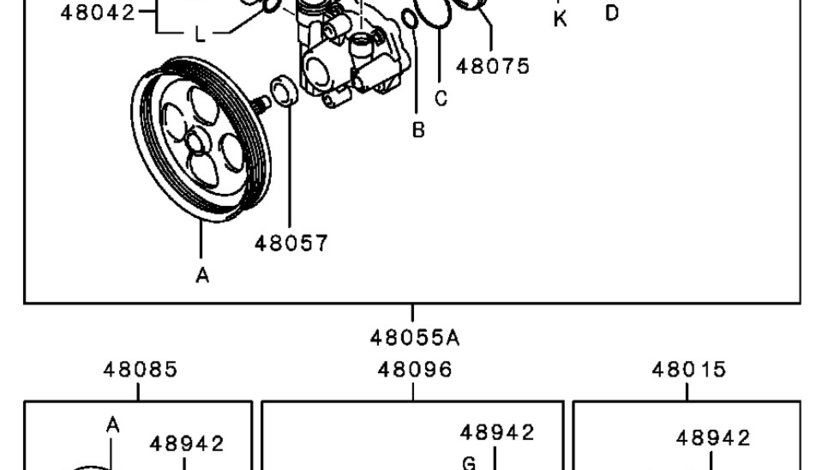 Kit garnituri pompa servodirectie Mitsubishi L 200 (poz.48906) MITSUBISHI OE 4451A042