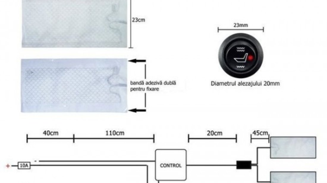 Kit Incalzire In Scaune Carbon DACIA LOGAN DUSTER SANDERO Butoane 2 Trepte Montaj Profesional