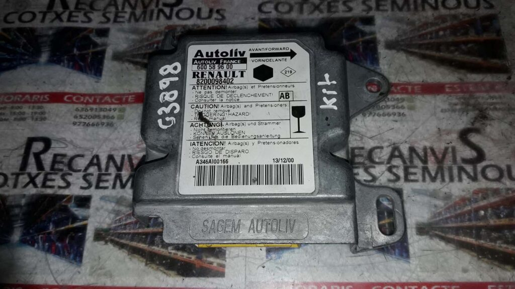 KIT inel + ECU AIRBAG RENAULT KANGOO 7700840099F / 82000984027700840099F / 8200098402