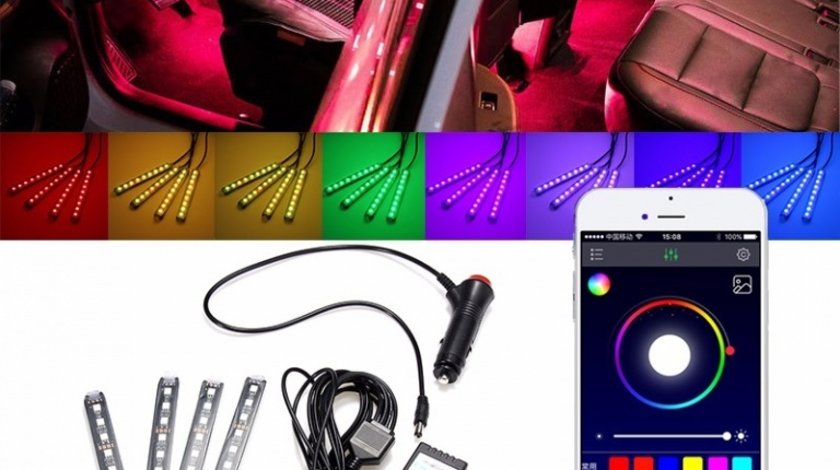 Kit interior LED SMD RGB 12.5cm si aplicatie telefon ( LUX12.5RGB )