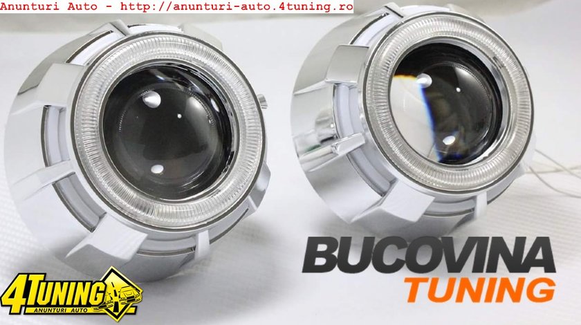 Kit Lupe bixenon cu angel eyes alb si semnalizare
