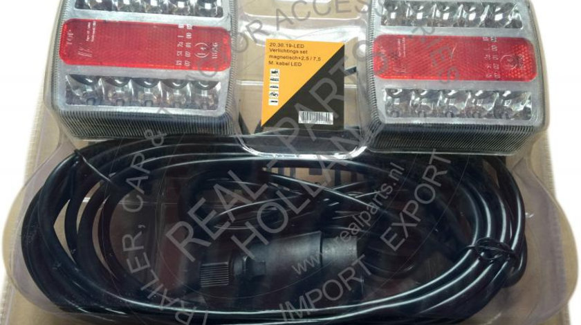 Kit magnetic remorca auto BestAutoVest cu lampi LED de 103x95 mm, cablu de 7,5m, fisa remorca cu 7 pini Kft Auto