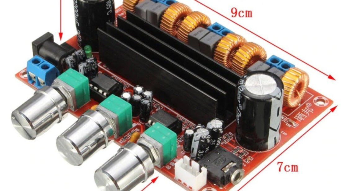 Kit modul AMPLIFICATOR AUDIO stereo 2.1 auto 2 x 50 w + 100w subwoofer clasa D