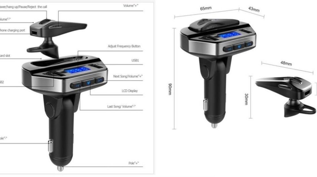 Kit Modulator MP3 Bluetooth Handsfree + Casca 12V V6