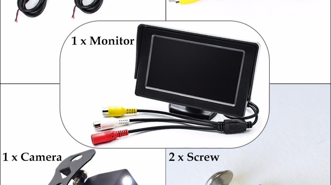 Kit monitor 4.3inch cu camera marsarier universala cu cablu de 6m