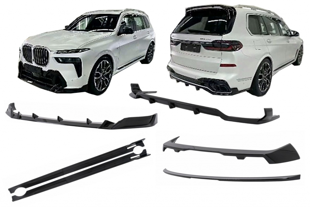 Kit Pachet Exterior Aero Compatibil Cu Bmw X7 G07 2023→ LCI M-Tech Black Knight Design Negru Lucios CBBMG07LCIMPAEROB