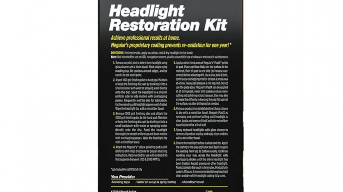 Kit Polish Faruri Meguiar's Heavy Duty Headlight Restoration G2980MG