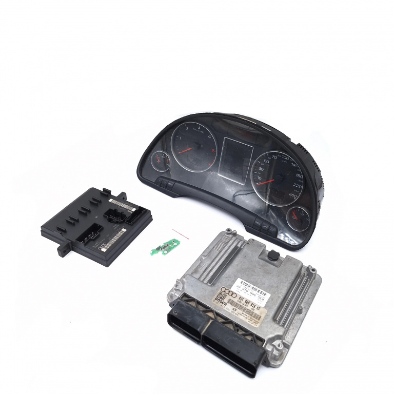 Kit Pornire Audi A4 B7 (8E) 2004-2008 2.0 Tdi Bpw Motorina Bcm Calculator Motor Ceas Bord Chip Cheie 03G906016, 03G906016Kp, 0281013292, 1039S16418, Edc16U31, 8E0907279N, 00009773C3, B5S6E10Gj3, 1036901830, 0263626211, 04413162000316, 595253, 127905,
