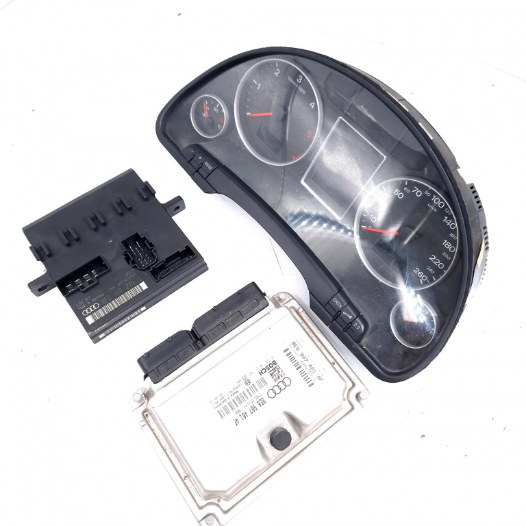 Kit Pornire Audi A4 B7 (8E) 2004-2008 2.5 Tdi Bdg Motorina Calculator Motor Ceas Bord 8E0907401Af, 0281012142, 8E0 907 401 Af, 8E0907279J, 1039S07817, 1036901830, 18250211, 09563582, 036901830 Bosch