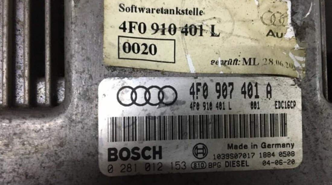 Kit pornire Audi A6 (2004-2011) [4F2, C6] 1.Calculator motor : 0 281 012 153