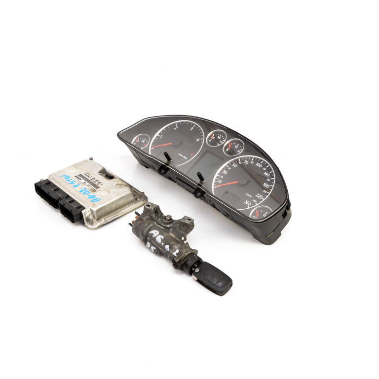 Kit Pornire Audi A6 (4B, C5) 1997-2005 2.5 Tdi Aym Motorina Calculator Motor Ceas Bord Chip Cheie Cititor Cheie Contact Cu Cheie 4B1907401D, 0281010494, 4B0920933G, 4B0905851C Bosch