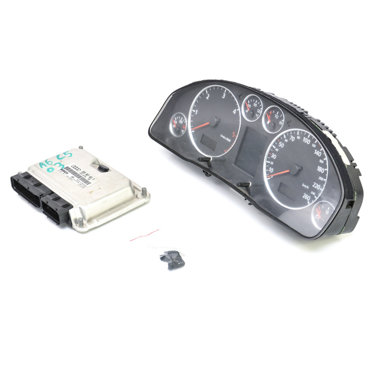 Kit Pornire Audi A6 (4B, C5) 1997-2005 2.5 Tdi Motorina Calculator Motor Ceas Bord Chip Cheie 8E0907401P, 8E0 907 401 P, 8E0 907 401, 8E0907401, 0281011136, 0 281 011 136, 4B0920933G, 4B0 920 933 G, 4B0 920 933, 4B0920933, 110080128, 110.080.128 Bosc