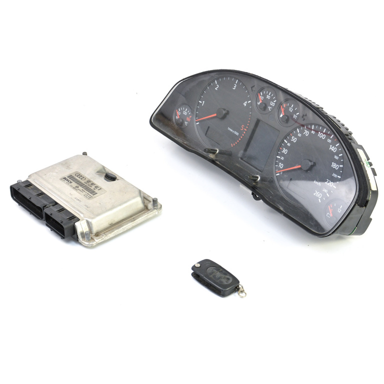 Kit Pornire Audi A6 (4B, C5) 1997-2005 2.5 Tdi Quattro Akn Motorina Calculator Motor Ceas Bord Chip Cheie 4B1907401B, 0281010393, 4B0920932K Bosch