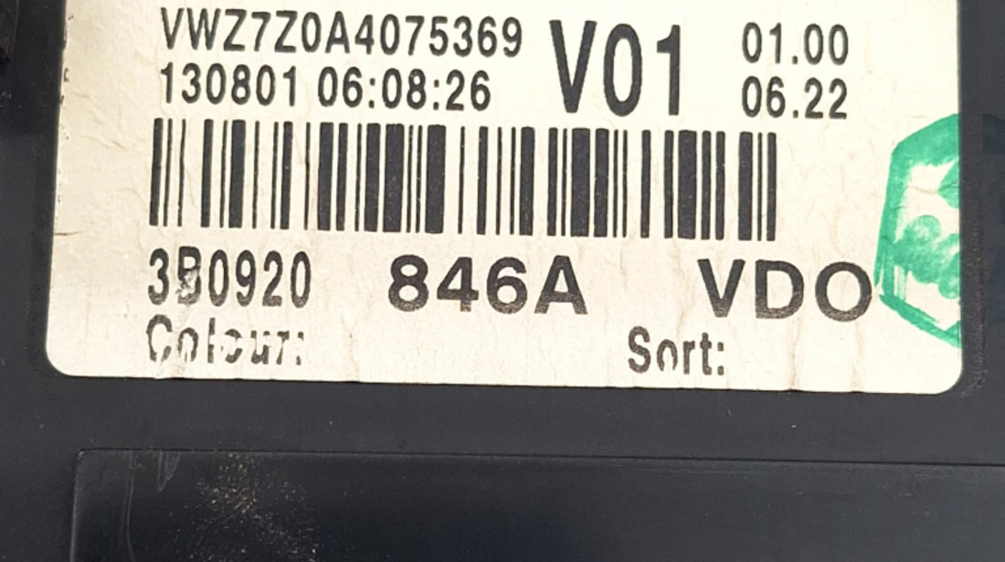 Kit Pornire Calculator Motor,ceas Bord VW PASSAT B5, B5.5 1996 - 2005 Motorina 038906019EP, 0281010701, 810BPG, 2284486443, 3B0920846A, 88311300