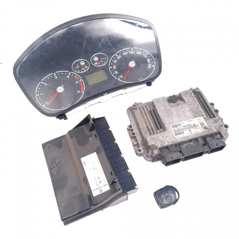 Kit Pornire Calculator Motor,CHIP Cheie,calculator Confort,ceas Bord Ford FIESTA Mk 5 2002 - 2008 Motorina 6S6112A650VC, 0281011612, 6S6T15K600BJ, 5WK488541, 5WK48862, 8900362330, E1A000280, E1197RA000001, 185226