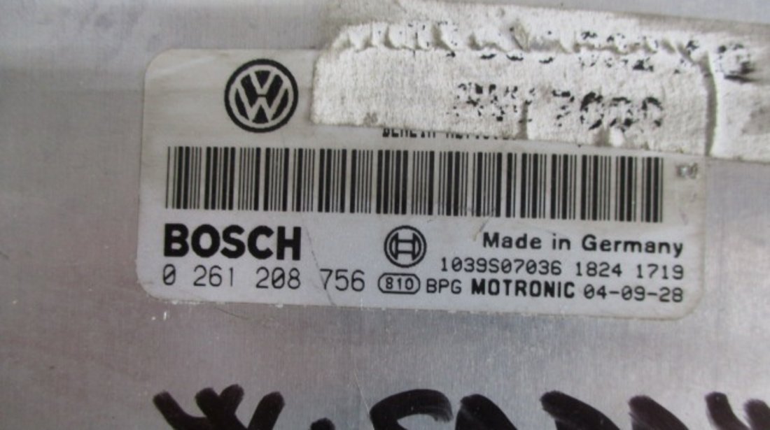 KIT PORNIRE / CALCULATOR MOTOR / ECU BOSCH COD 0261208756 VW CADDY 3 1.4 FAB. 2004 - 2010 ⭐⭐⭐⭐⭐