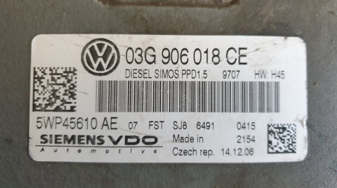 Kit pornire complet VW Passat B6 2.0 TDI 140 cai motor BKP coduri : 03G906018CE / 3C0959433R / 3C0906861G