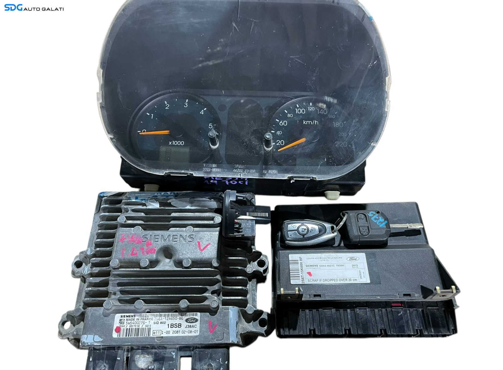 Kit Pornire ECU Calculator Motor Calculator Confort Ceasuri Bord Cheie Cheie CIP Imobilizator Ford Fiesta 5 MK5 2002 - 2008 Cod 2S6A-12A650-BG 5WS400275G-T 2S6T-15K600-BF 2S6T-15607-BB [LR0024] [LR0025]