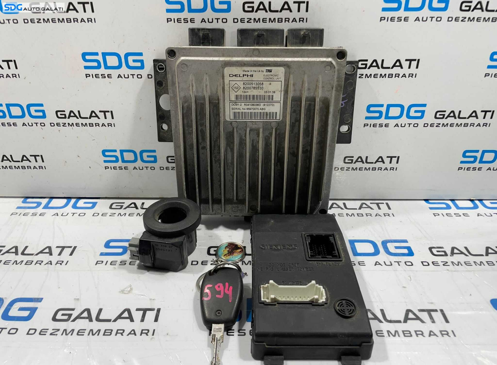 Kit Pornire ECU Calculator Motor Calculator Confort UCH Cheie Cheie CIP Imobilizator Dacia Logan 1.5 dCi Euro 4 2007 - 2012 Cod 8200513058 8200785530 8200296328B [L4510] [L4511]