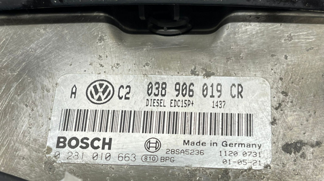 Kit Pornire ECU Calculator Motor Ceas Bord Imobilizator Cip Cheie Volkswagen Bora 1.9 TDI AXR 1999 - 2005 Cod 038906019CR 0281010663