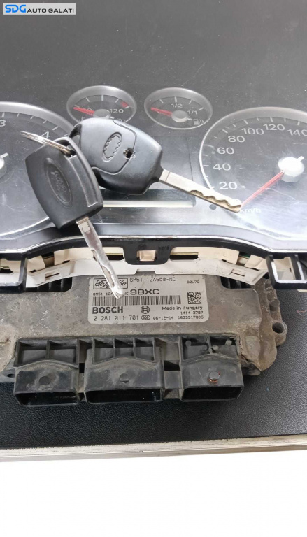 Kit Pornire ECU Calculator Motor Ceas Ceasuri Instrumental Bord si Cheie Ford Focus 2 1.6 TDCI 2004 - 2010 Cod 6M51-12A650-NC 0281011701 3M5F-10A855-A [M8217]