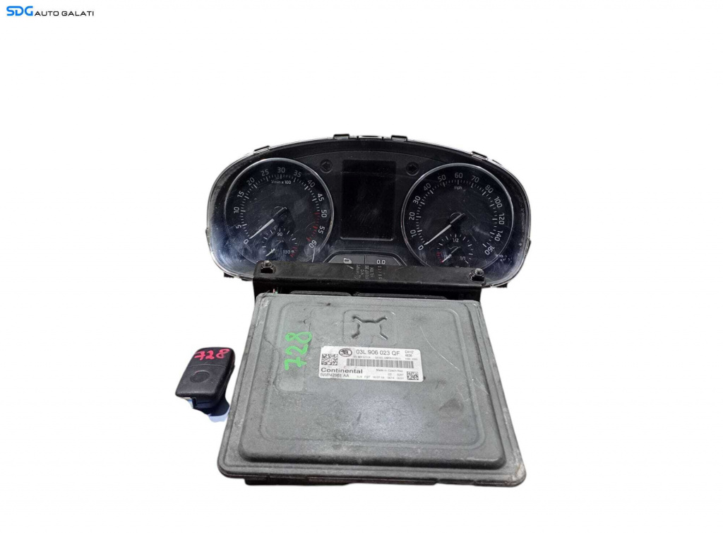 Kit Pornire ECU Calculator Motor Ceas Ceasuri Bord Cheie Cheie CIP Imobilizator Skoda Rapid 2013 - 2020 1.6 TDI CAY CAYC 2008 - 2014 Cod 03L906023QF 5WP42961AA 5JA920940E [LC0954] [LC0955]
