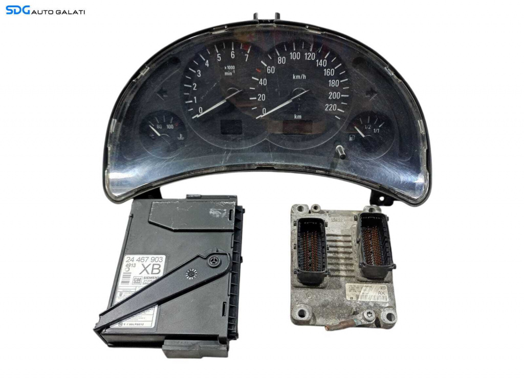 Kit Pornire ECU Calculator Motor Ceas Ceasuri Bord Cheie Cheie CIP Imobilizator Opel Corsa C 1.2 Benzina Z12XE 2000 - 2006 Cod 24443796 0261207423 88311302 24467903 [L6164]