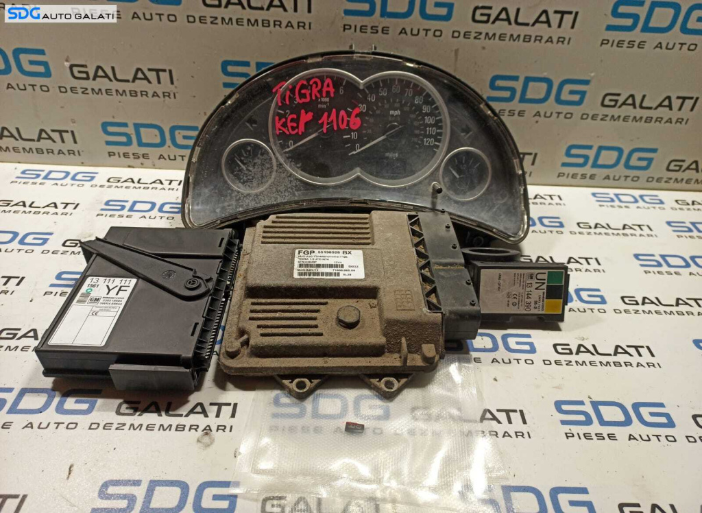 Kit Pornire ECU Calculator Motor Ceas Ceasuri Cluster Instrumente Bord Imobilizator Calculator Confort Opel Tigra B 1.3 Diesel 2004 - 2010 Cod 55198928 BX 13144390 13111111 [L0988] [L0989]