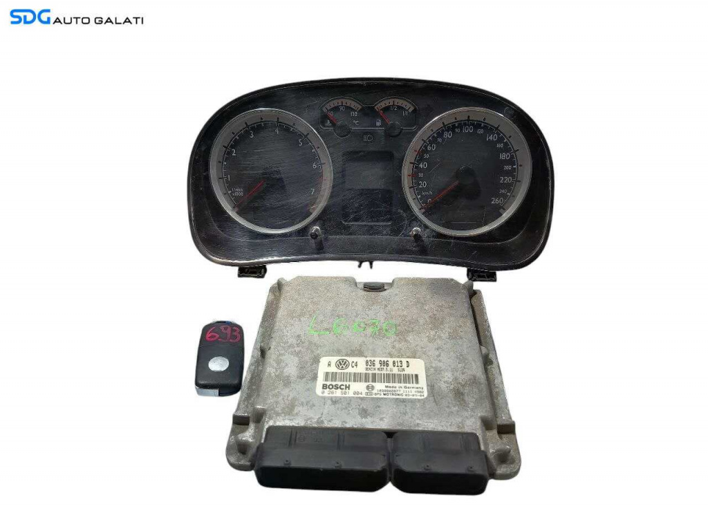 Kit Pornire ECU Calculator Motor Ceas Ceasuri Bord Cheie Cheie CIP Imobilizator Volkswagen Golf 4 1.6 Benzina 1998 - 2005 Cod 1J5920826G 036906013D 0261S01004 [L7076] [L7077]