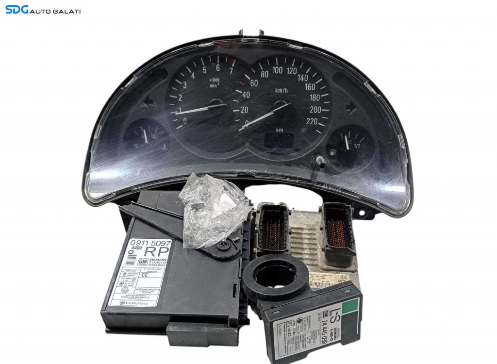 Kit Pornire ECU Calculator Motor Ceas Ceasuri Bord Cheie Cheie CIP Imobilizator Opel Corsa C 1.2 Benzina 2000 - 2006 Cod 09115097 09115112 0261206074 88311302 [L6159]
