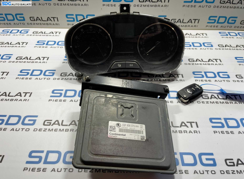 Kit Pornire ECU Calculator Motor Cip Cheie Ceas Ceasuri Cluster Instrumente Bord Skoda Fabia 2 1.2 TSI CBZA 2011 - 2015 Cod 03F906070HH 5WP44824 [1318]