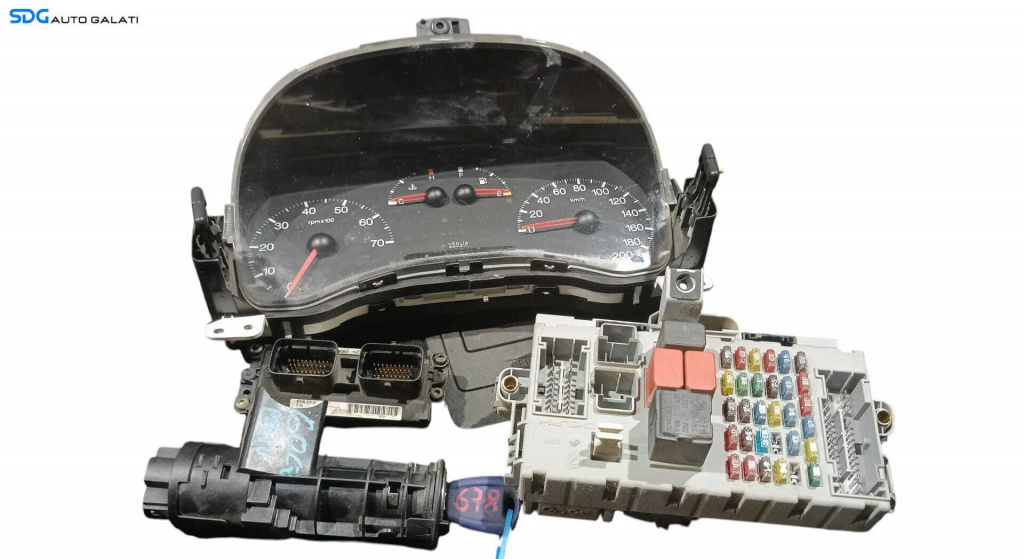Kit Pornire ECU Calculator Motor Cip Cheie Ceas Bord Imobilizator Contact cu Cheie Fiat Punto 1.2 B Benzina 1999 - 2012 Cod 606307002H 46812961 71736339 46817785NPL 06670 [M8660]