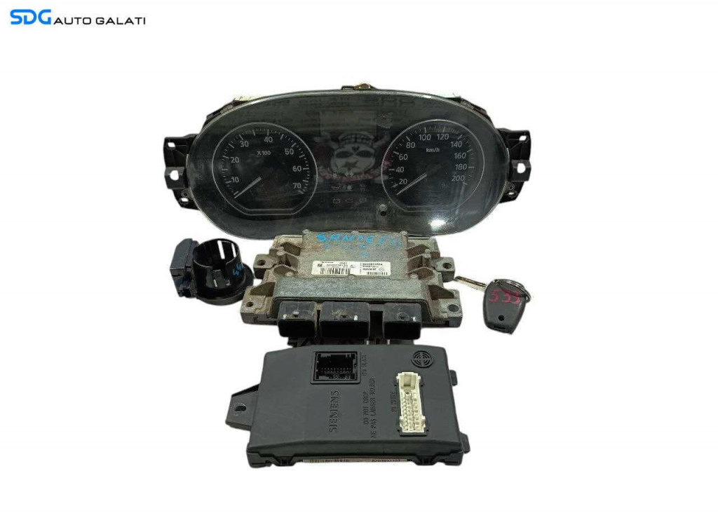 Kit Pornire ECU Calculator Motor Cip Cheie Dacia Sandero 2008 - 2012 Cod 8200672654 8200672644 8200826300 8201013757 [L6695] [L6696]