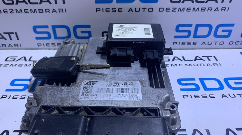 Kit Pornire ECU Calculator Motor Cip Cheie si Imobilizator VW Sharan 2.0 TDI BRT 2006 - 2010 Cod 03G906016JN 0281012697