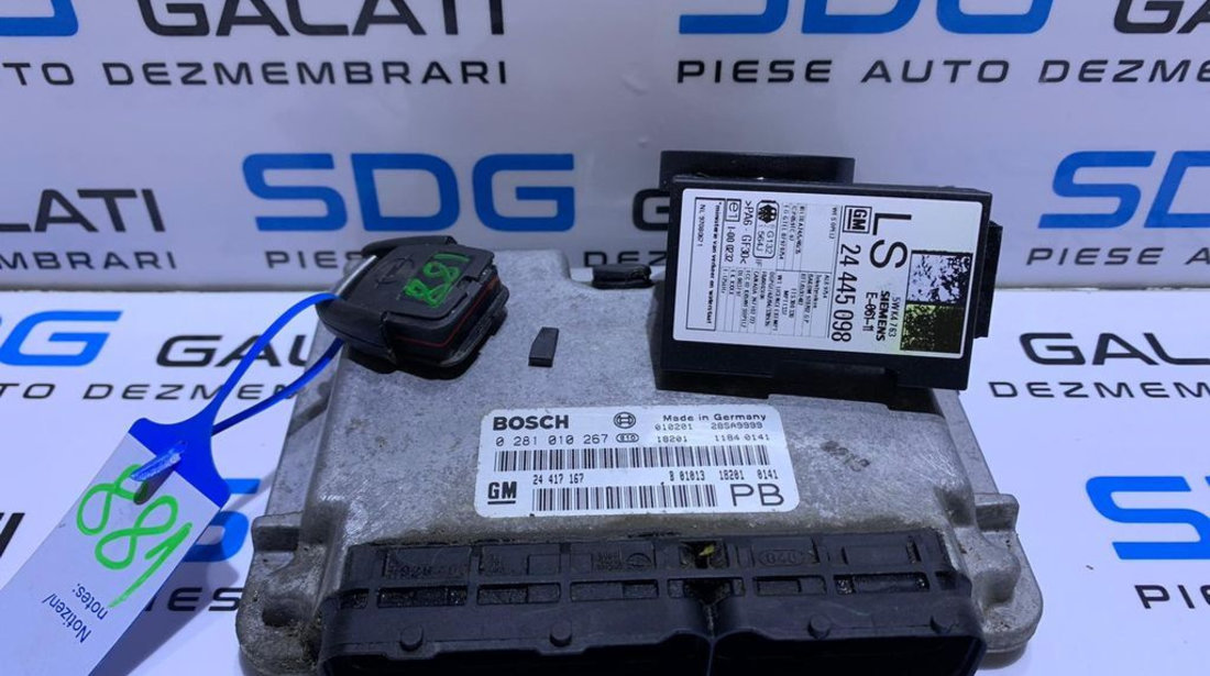 Kit Pornire ECU Calculator Motor Cip Cheie si Imobilizator Opel Astra G 2.0 dti Y20DTH 1998 - 2004 Cod 24417167 0281010267