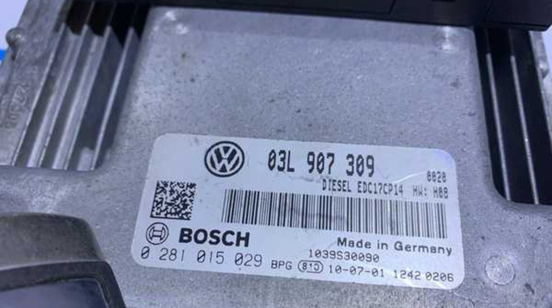 Kit Pornire ECU Calculator Motor Cip Cheie si Imobilizator VW Passat B6 2.0 TDI CBA CBAB 2005 - 2010 Cod 03L907309 0261S02070