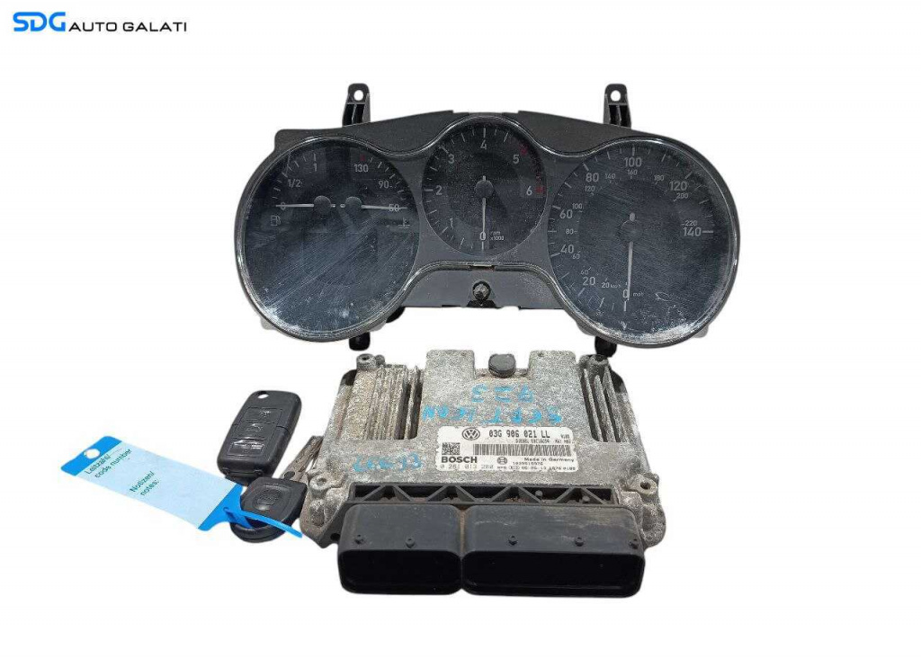 Kit Pornire ECU Calculator Motor Cip Cheie si Imobilizator Seat Leon 1P 2.0 TDI BKD 2009 - 2016 Cod 03G906021LL 1P0920923C [L6693] [L6694]